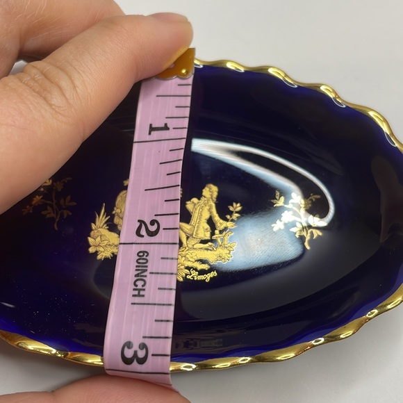 Porcelaine (Porcelain) Imperial Limoges Cobalt Blue Trinket Tray - Picture 6 of 9